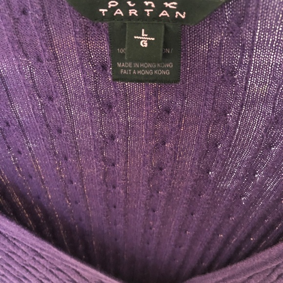 Pink Tartan Cardigan in purple with silver buttons. - Picture 3 of 3